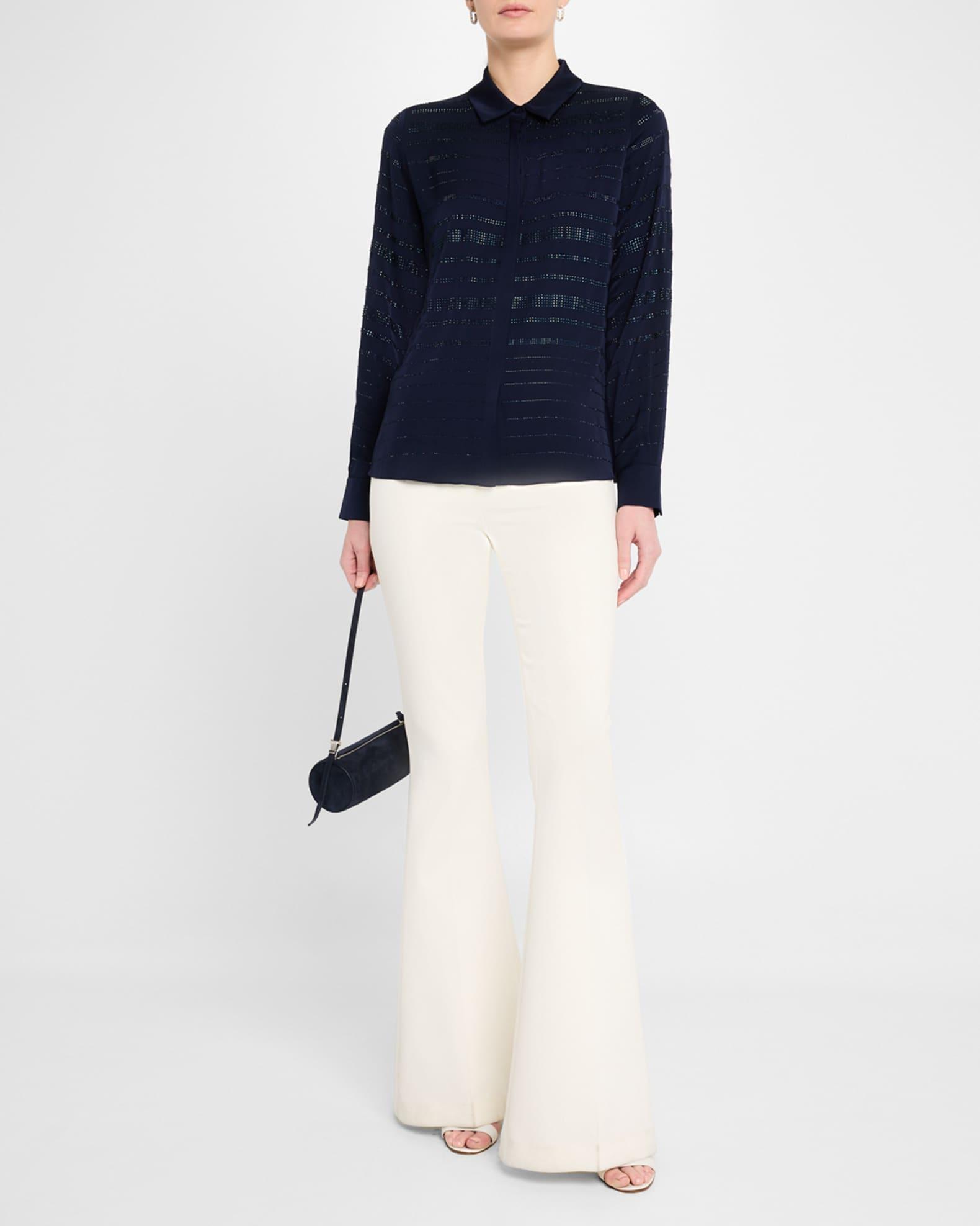 Korry Rhinestone Striped Blouse Product Image