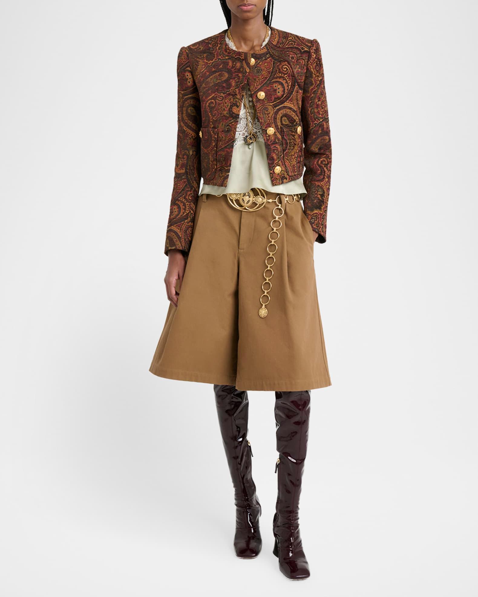 Pleated Wide-Leg Cotton Culottes Product Image