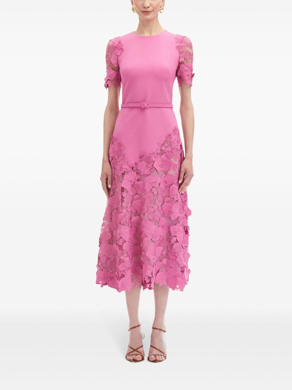 Orchid guipure lace-inset dress Product Image