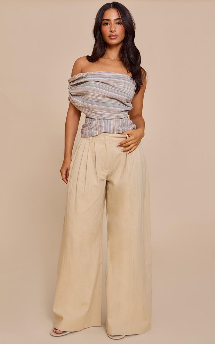 Petite Multi Stripe Ruched One Shoulder Top Product Image