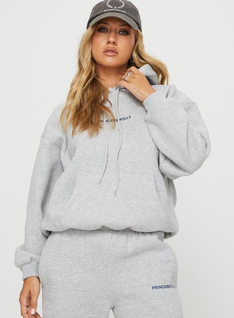 Princess Polly Hooded Sweatshirt Bubble Text Grey Marle / Slate Product Image