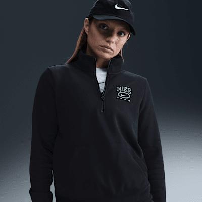 Womens Nike Sportswear Club Fleece Mock-Neck 1/2-Zip Graphic Top | HJ0985-010 Product Image