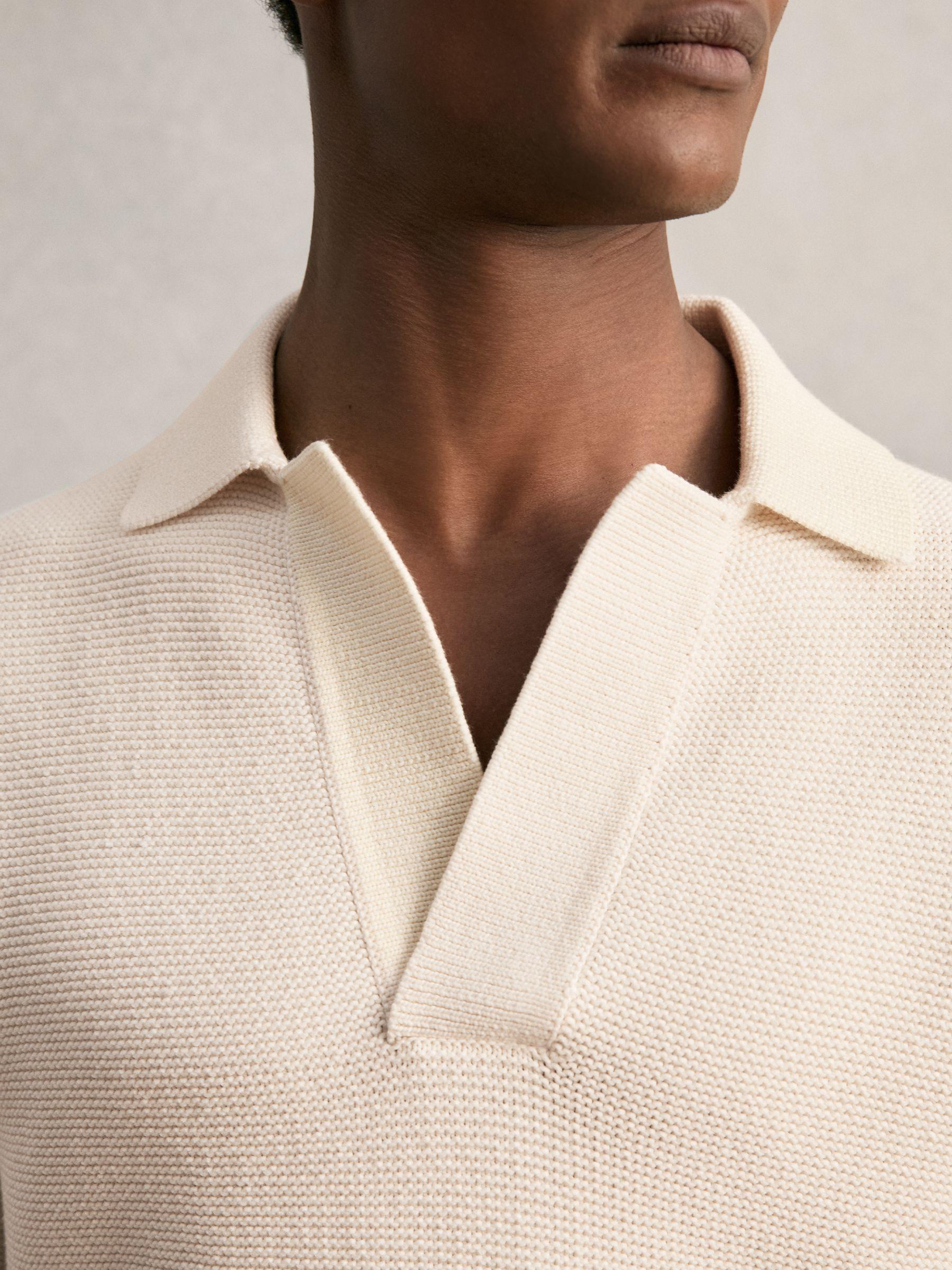 Oversize Textured Polo Shirt Cotton-Blend in Off White Product Image