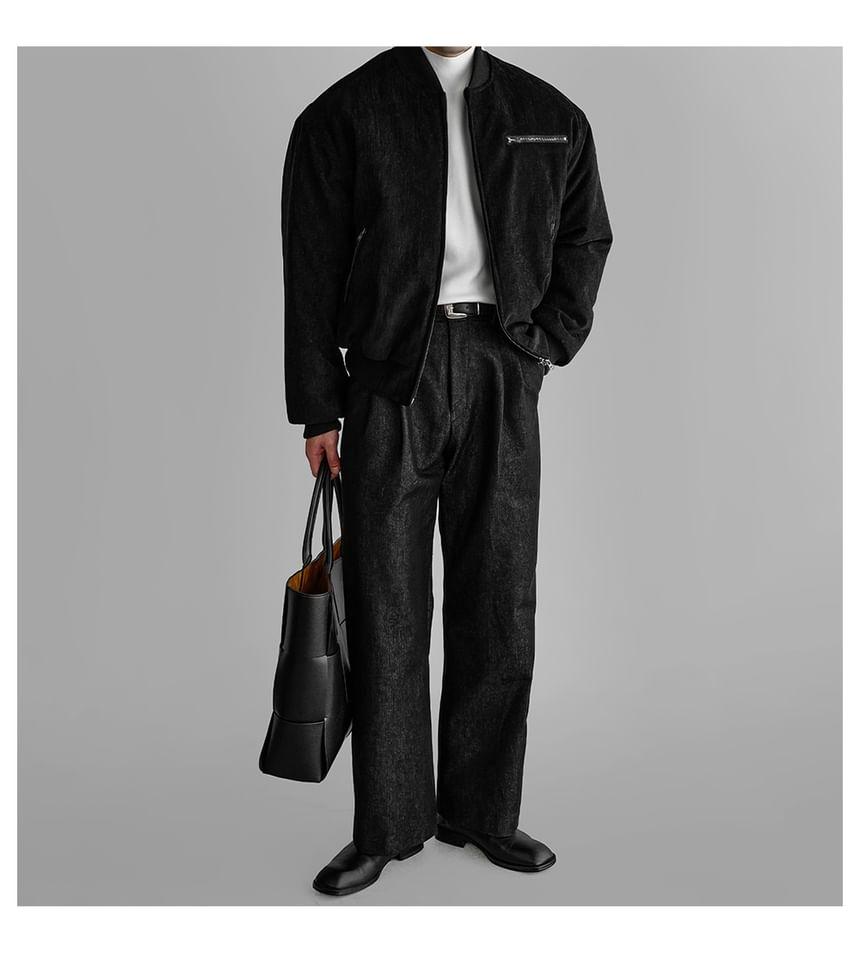 Plain Zip Puffer Baseball Jacket Product Image