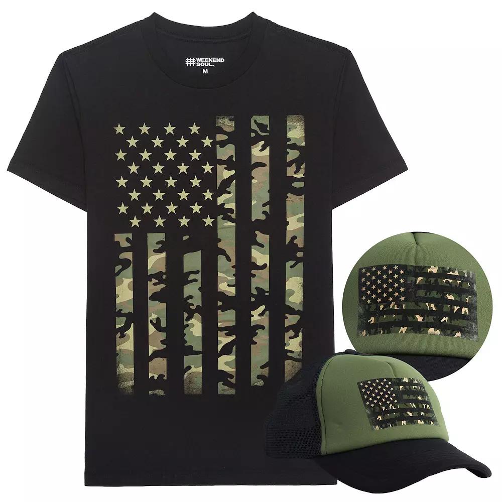 Men's Military Flag Graphic Tee, Size: Medium, Black Product Image