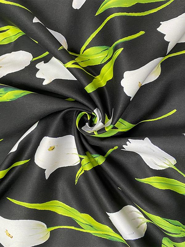 A-line Loose Buttoned Flower Print Stand Collar Mini Dresses Product Image