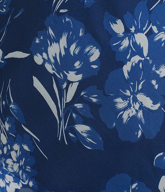 B. Darlin Floral Printed V-Neck Asymmetric Ruffle Maxi Dress Product Image