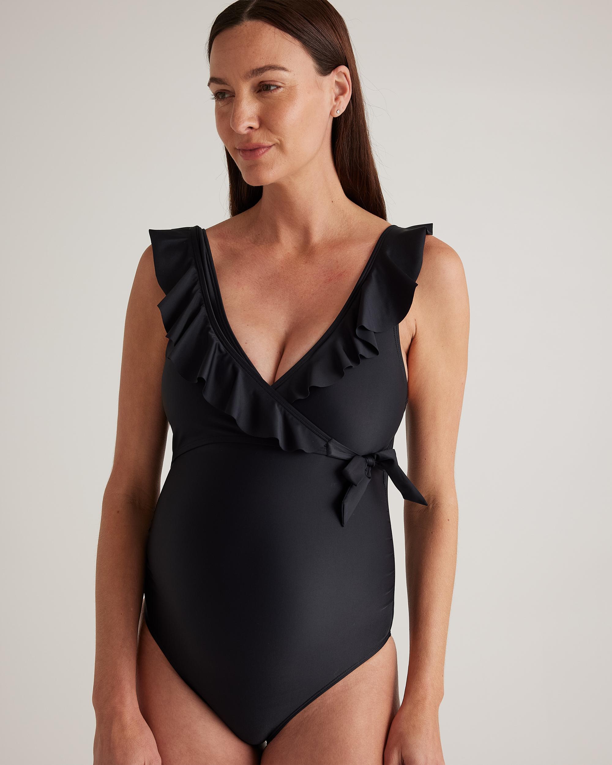 Quince | Women's Italian Maternity One-Piece Ruffle Wrap Swimsuit 100% Polyester Product Image