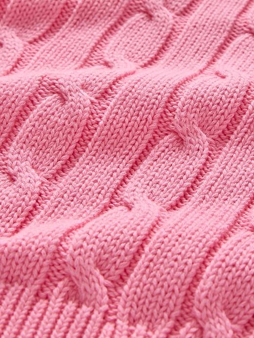 100% Cotton Cable-Knit V-Neck Sweater Product Image