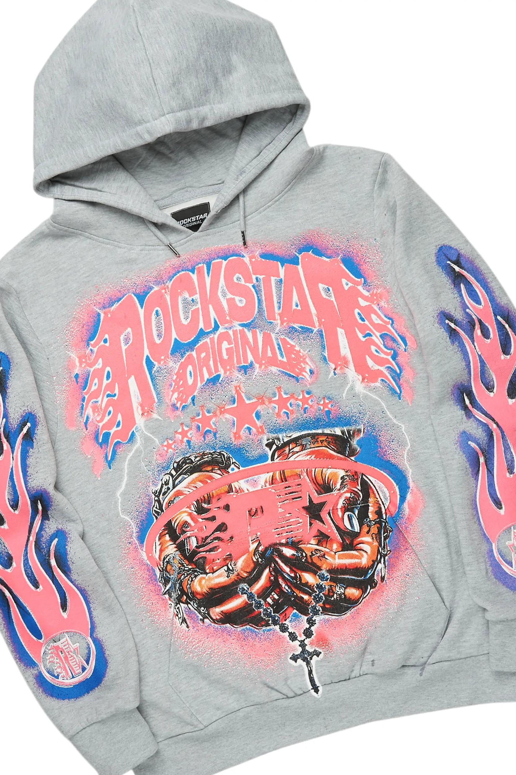 Cairo Heather Grey Hoodie/Baggy Track Pant Set Male Product Image