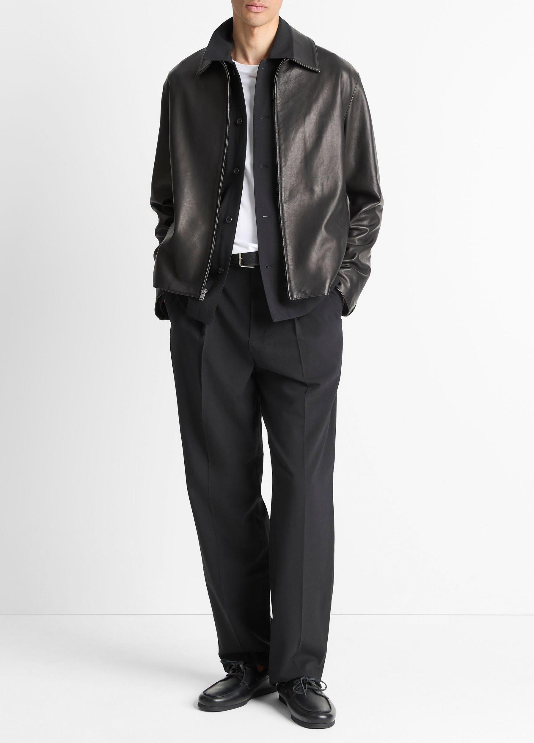 Leather Zip-Up Jacket Product Image