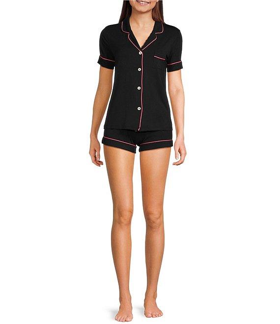 KatieJNYC Short Sleeve Button Front Lynn Coordinating Lounge Short Set Product Image