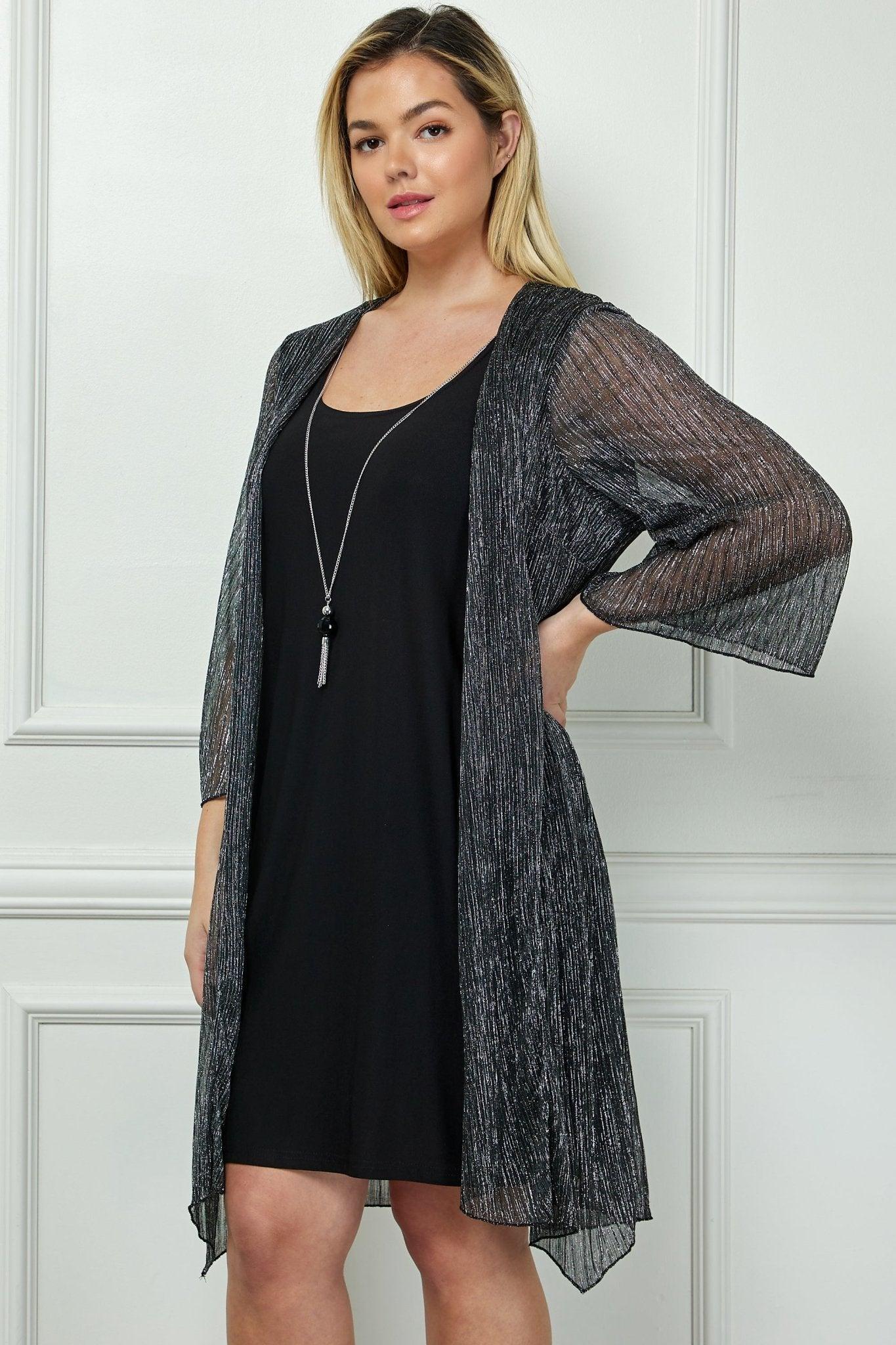 Sara Michelle 3/4 Bell Sleeve 2Fer Dress And Necklace - Plus Product Image