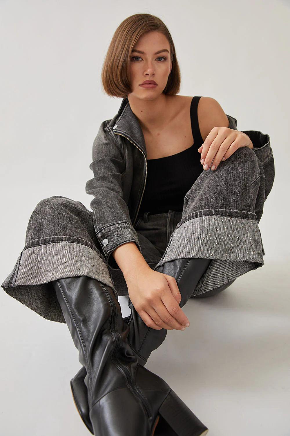 Tribecca Wide Cuff Jean - Black Diamond Product Image