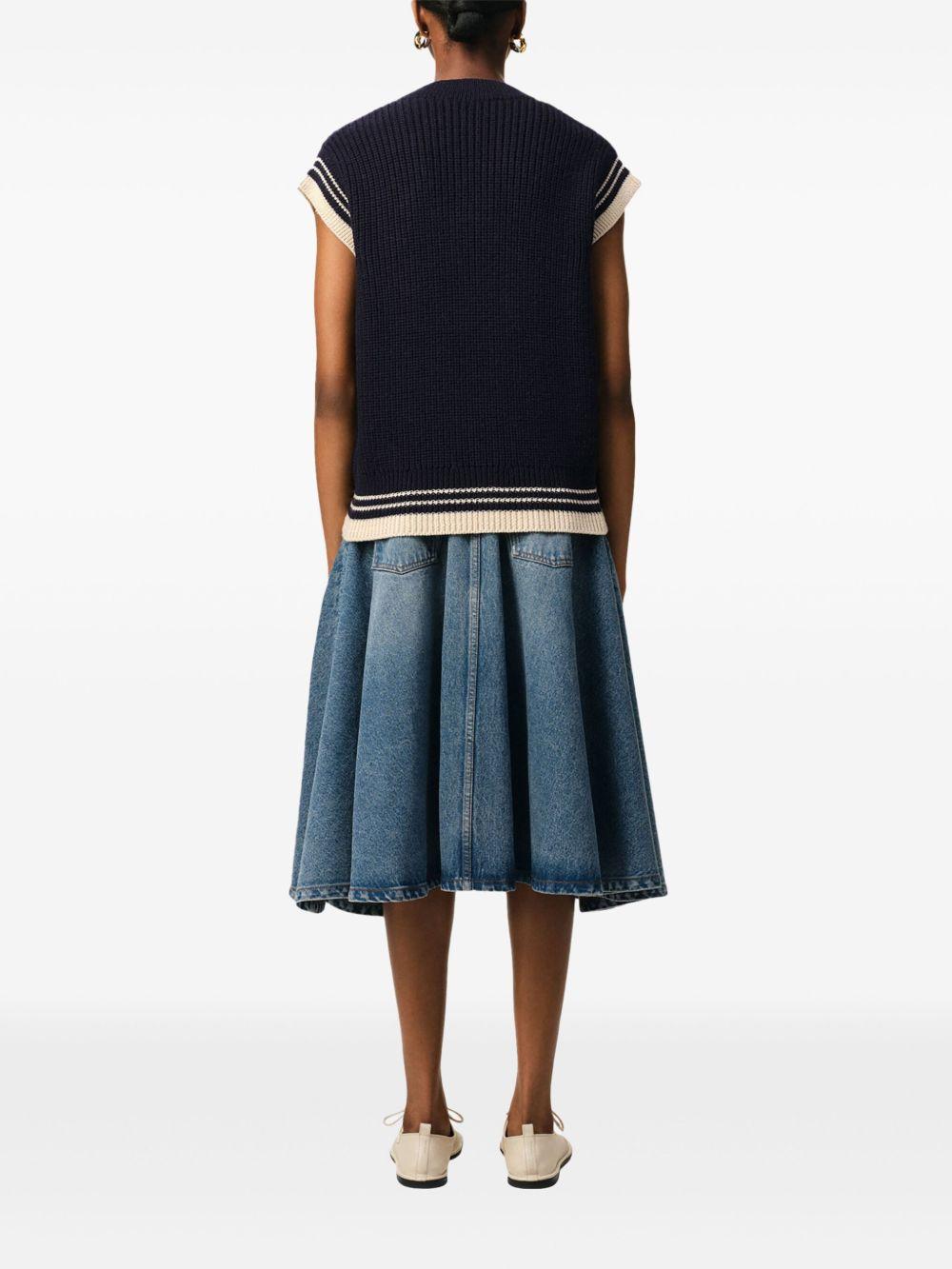 ribbed sleeveless V-neck sweater Product Image