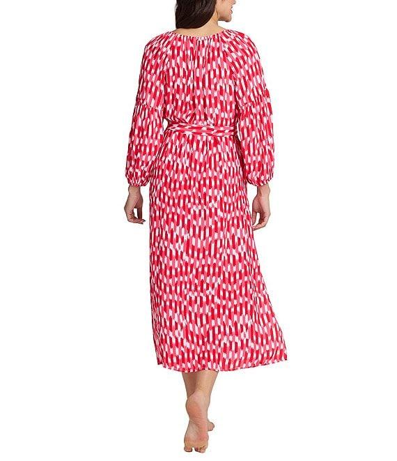 Tommy Bahama Ikat Stripe V-Neck 3/4 Sleeves Midi Dress Swim Cover-Up Product Image