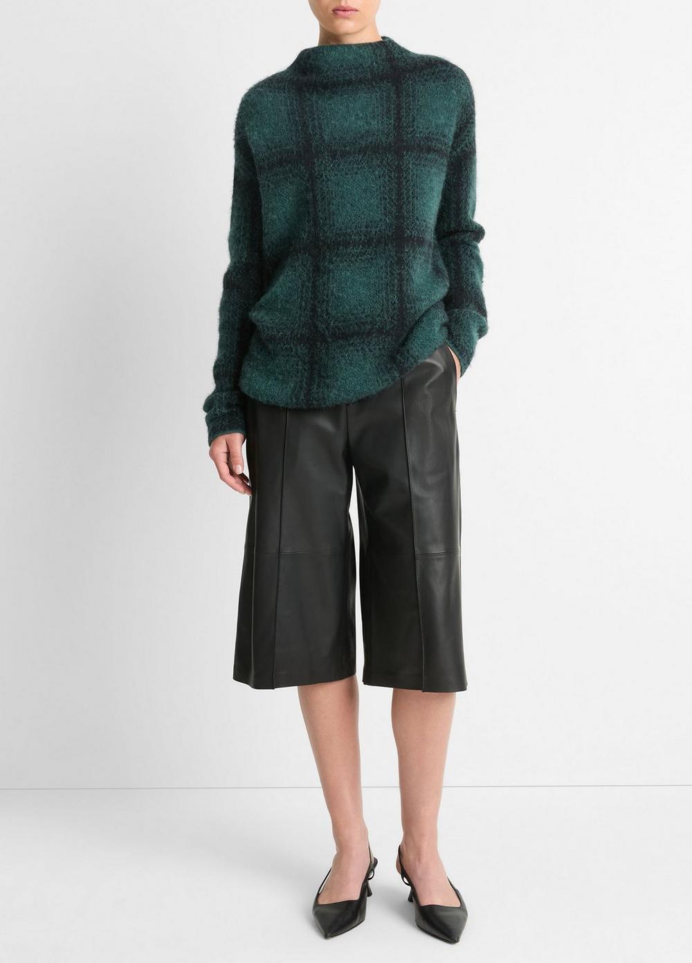 Shadow Plaid Funnel Neck Sweater Product Image