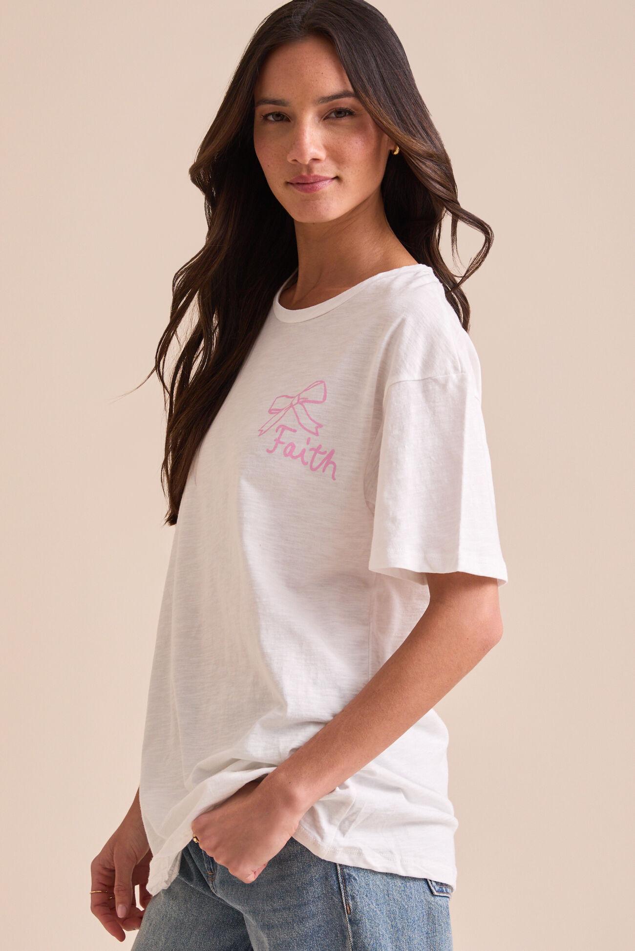 Faith Over Fear Bow Oversized Graphic Tee Product Image