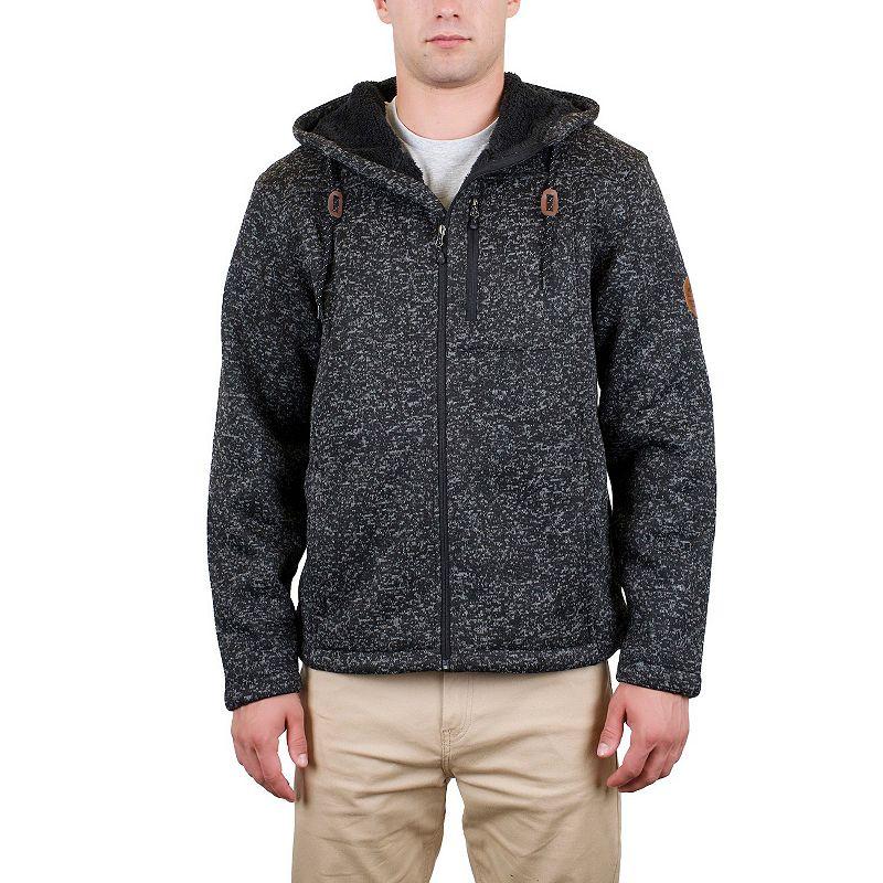 Men's Mountain and Isles Full Zip Hooded Melange Sweater Fleece Jacket, Size: XXL, Black Melange Product Image