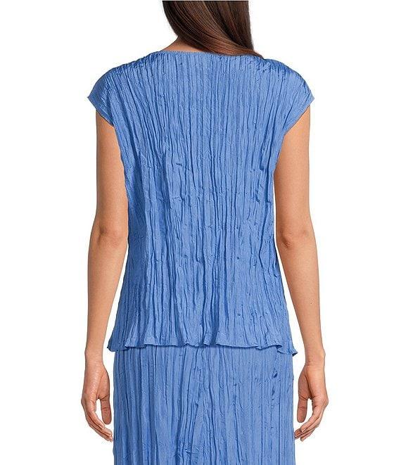 Eileen Fisher Crushed Silk Ballet Neck Cap Sleeve Coordinating Top Product Image