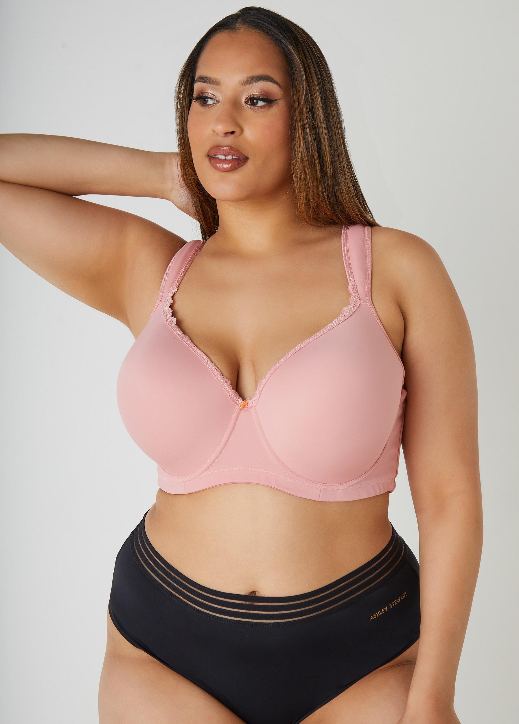 Plus Size Full Coverage Lace Trim Butterfly Bra Ashley Stewart Product Image