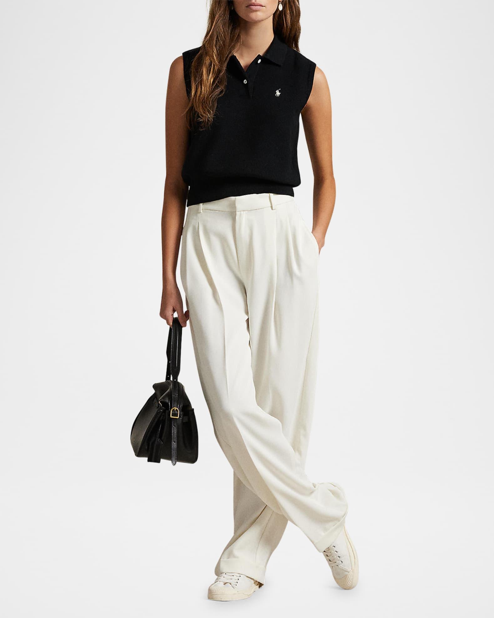 Cotton Cropped Sleeveless Polo Sweater Product Image