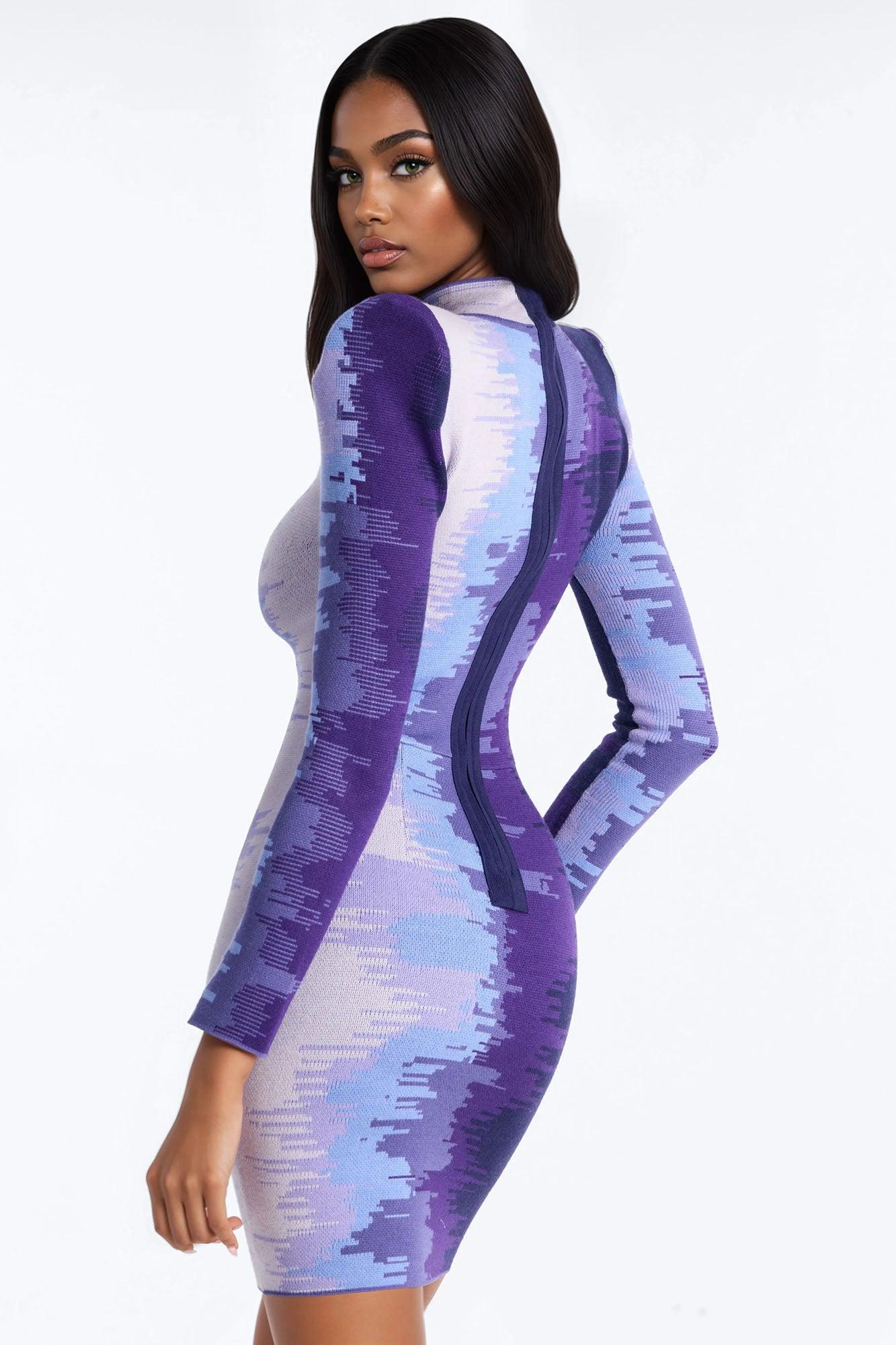 Presley Long Sleeve Sweater Mini Dress - Purple Female Product Image