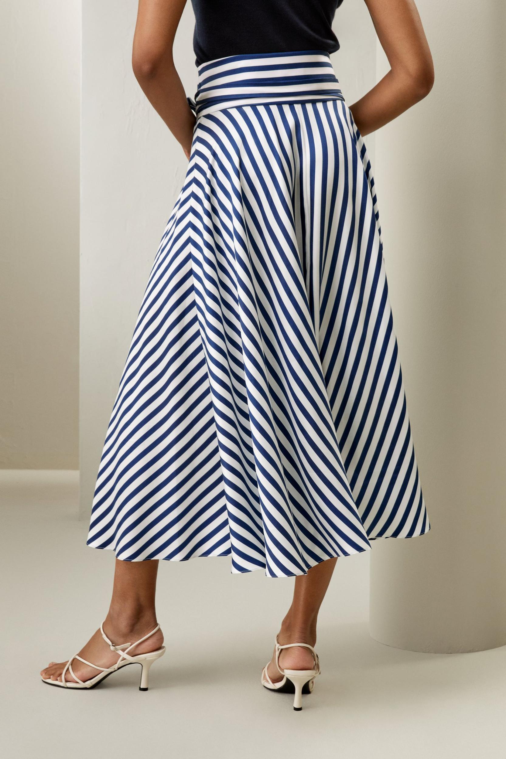 Silk Striped Midi Skirt Product Image