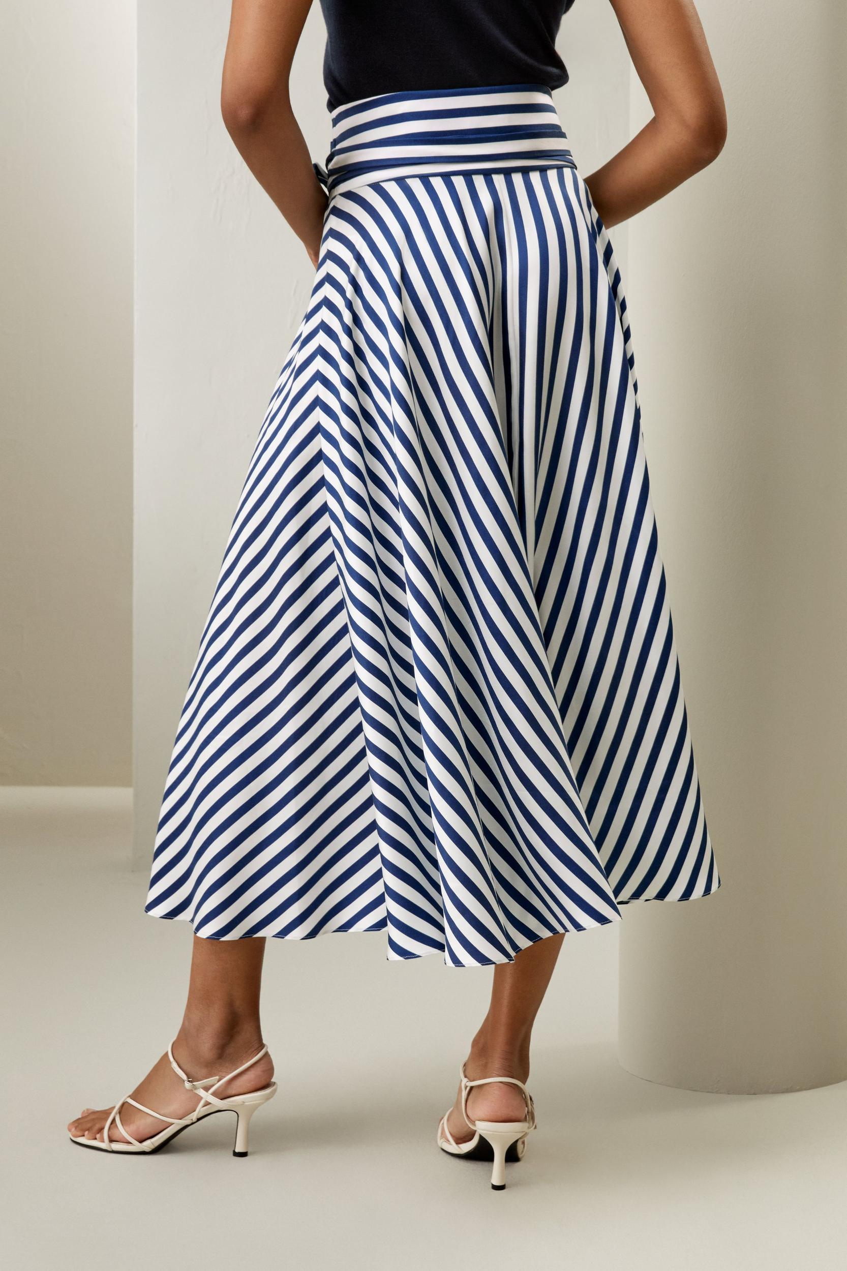 Silk Striped Midi Skirt Product Image