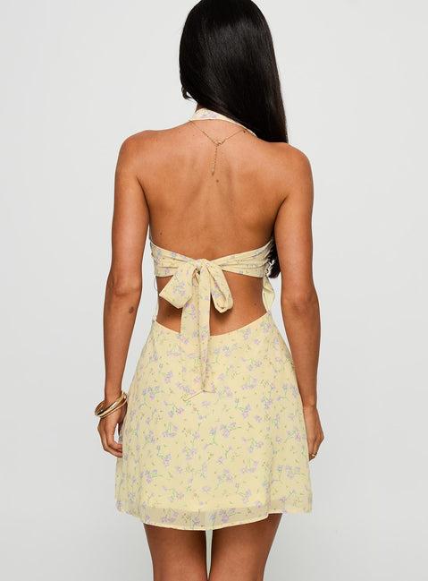 Rosamie Halter Mini Dress Cream / Floral Product Image