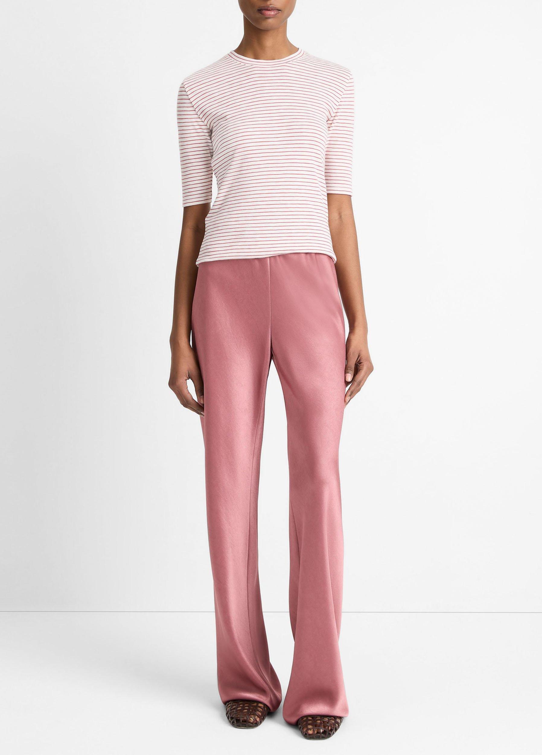 Striped Cotton-Blend Elbow-Sleeve T-Shirt Product Image