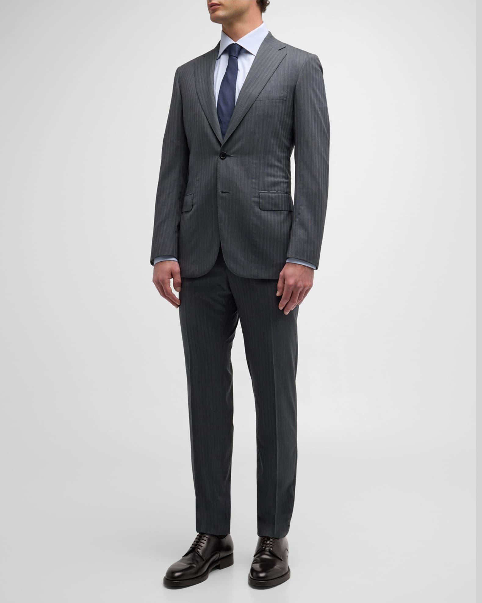 Men's Tonal Striped Wool Suit Product Image