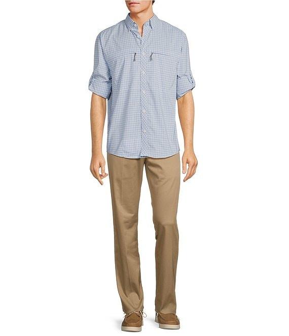 Roundtree & Yorke Performance The Charter Long Sleeve Vented Small Plaid Sport Shirt Product Image