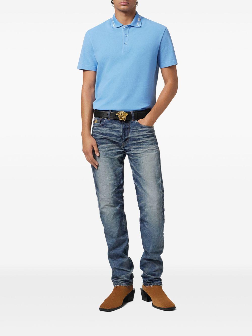 Medusa-embroidered polo shirt Product Image