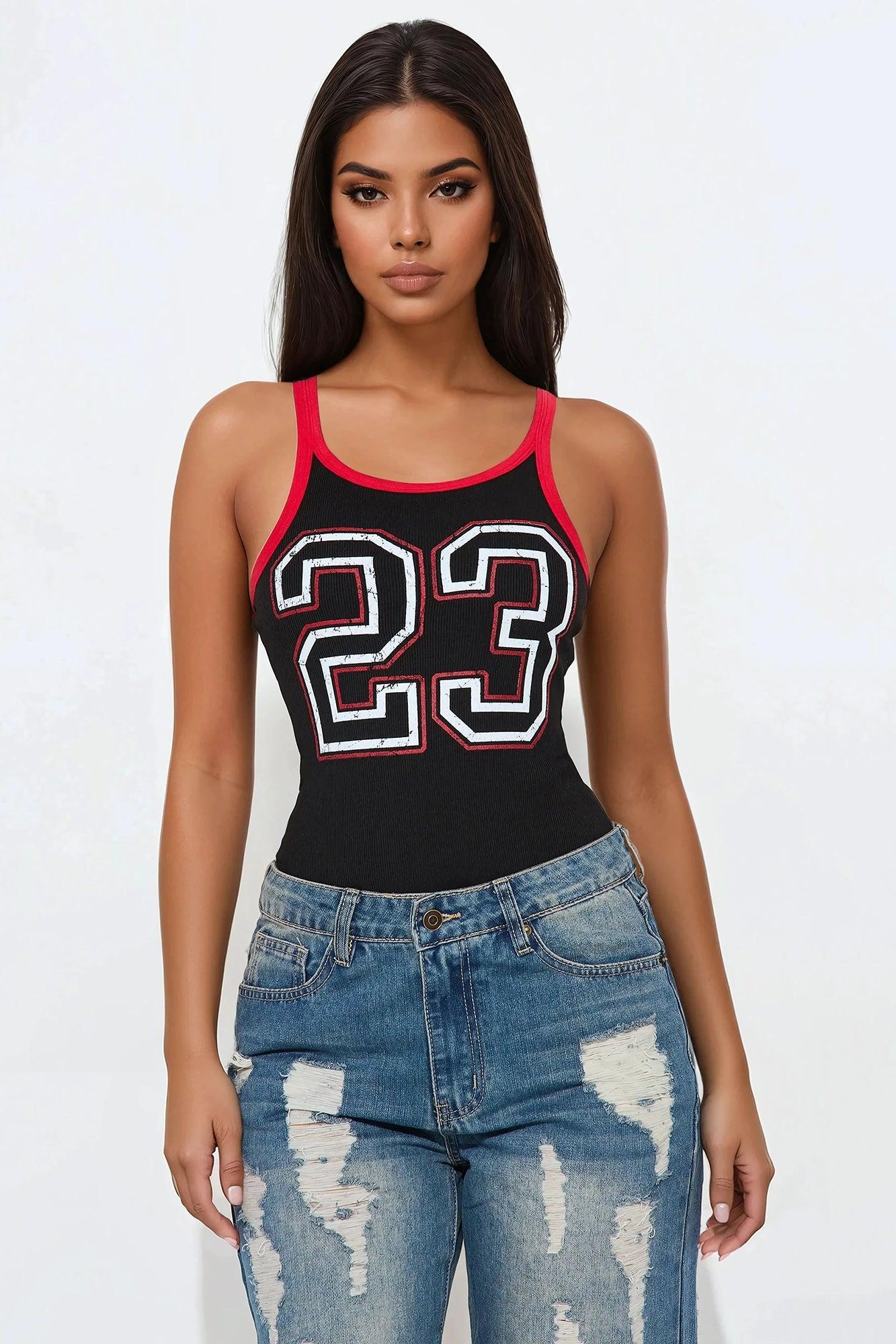 Hall Of Game Bodysuit - Black/Red Product Image