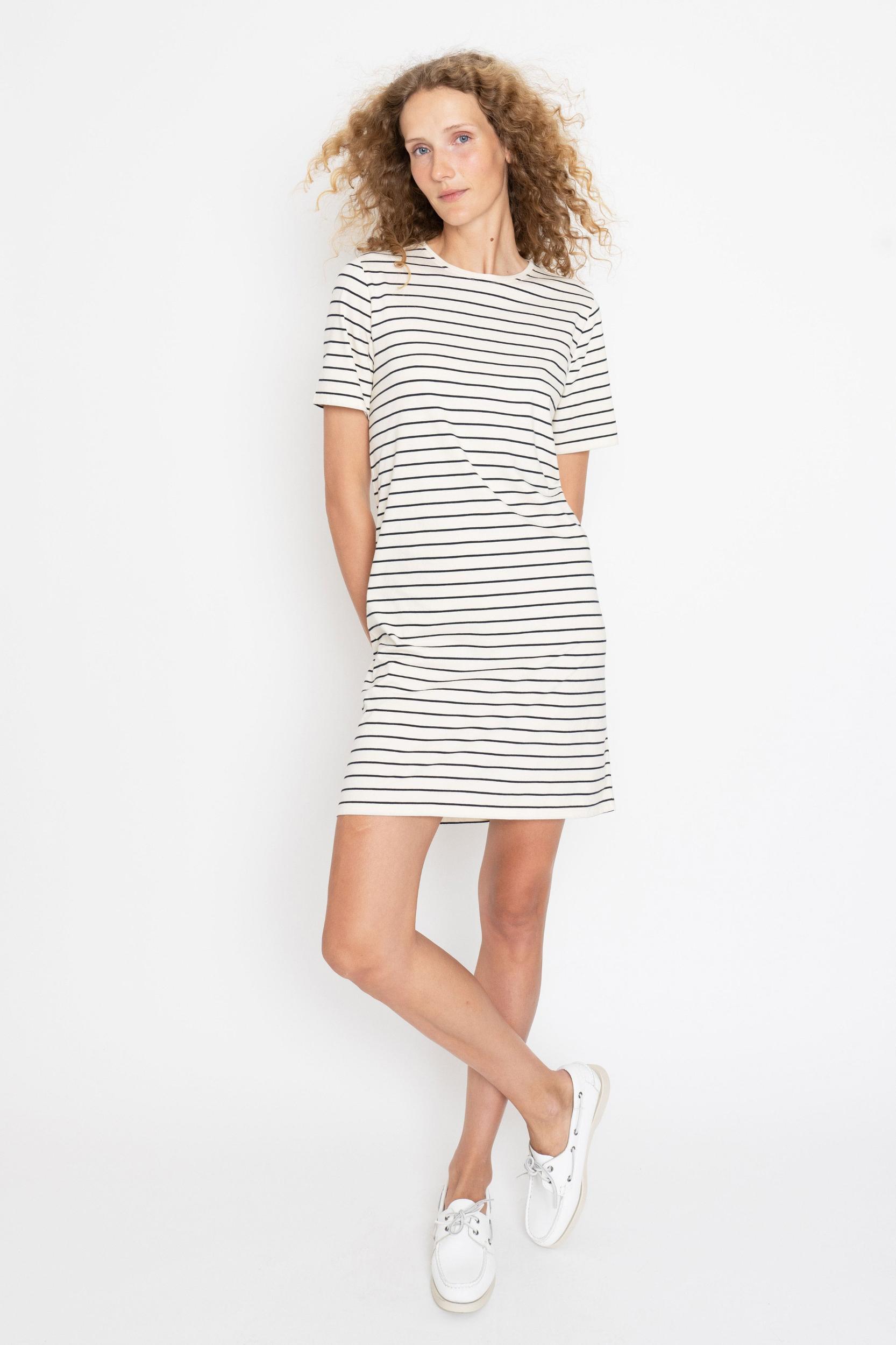 The Tee Dress - Cream/Navy Pinstripe Female Product Image