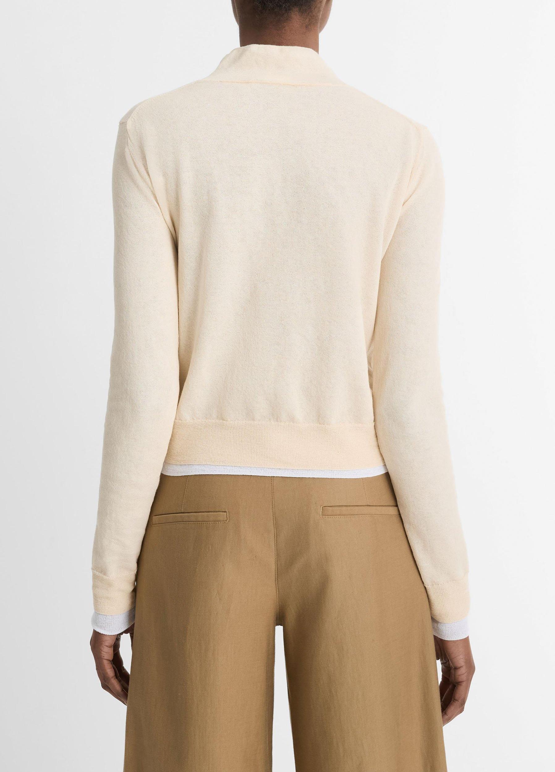 Italian Cotton-Blend Double-Layer Mock-Neck Sweater Product Image