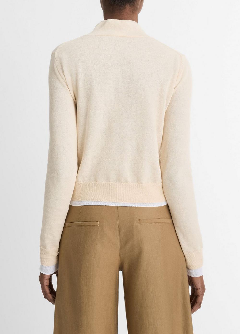 Italian Cotton-Blend Double-Layer Mock-Neck Sweater Product Image