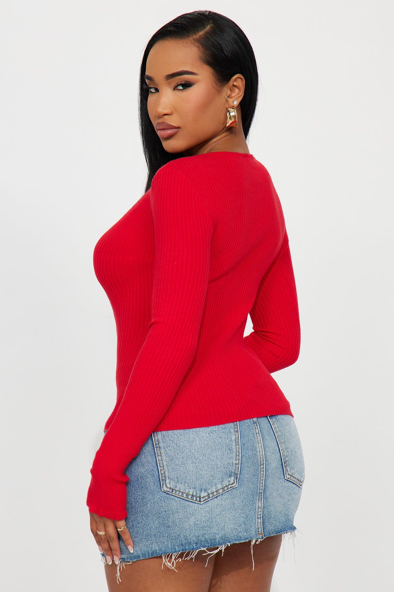 Karena Cardigan Sweater - Red Female Product Image