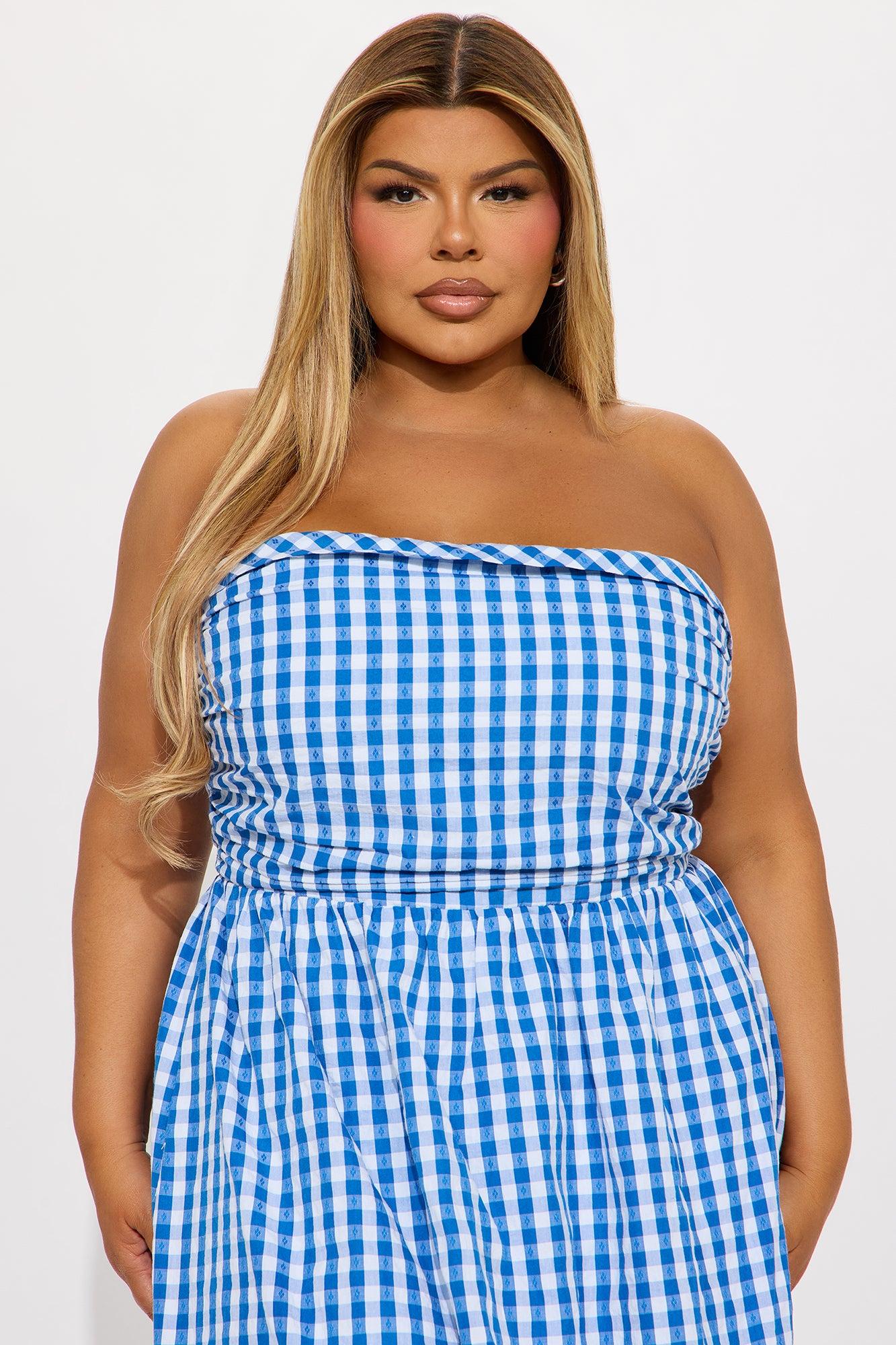 Dorie Gingham Midi Dress - Blue Product Image
