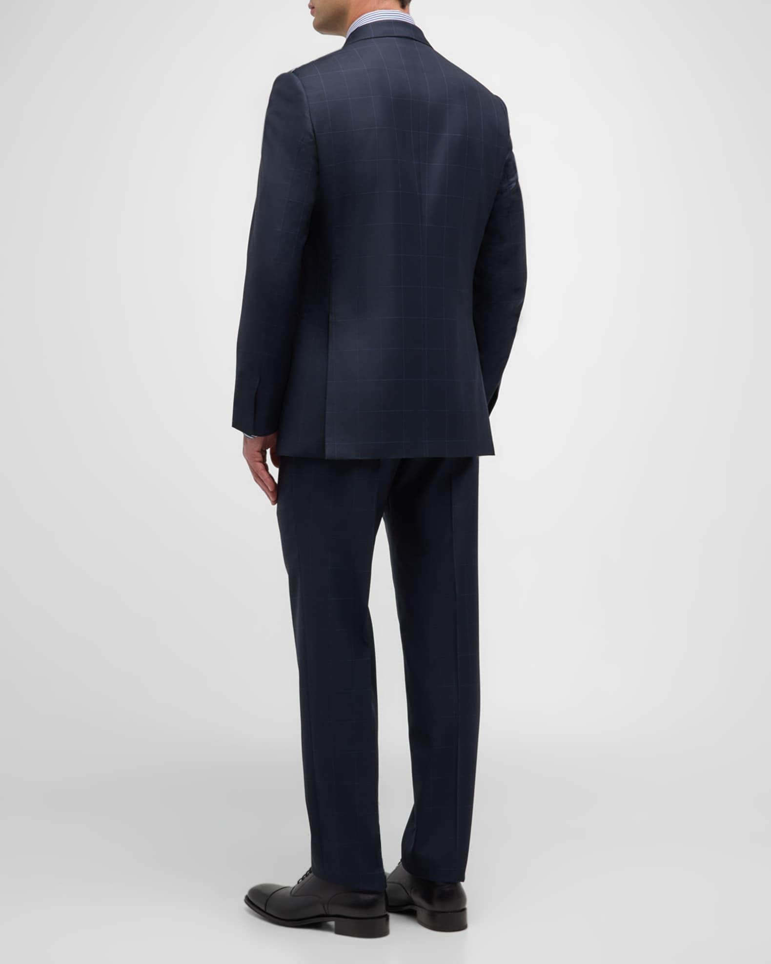 Men's Windowpane Wool-Silk Suit Product Image