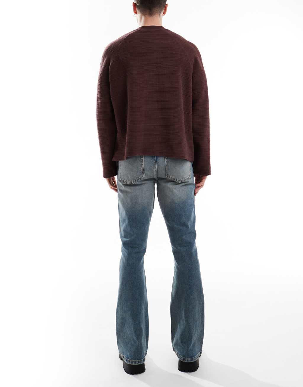 ASOS DESIGN stretch flare jeans in light wash blue with tint Product Image