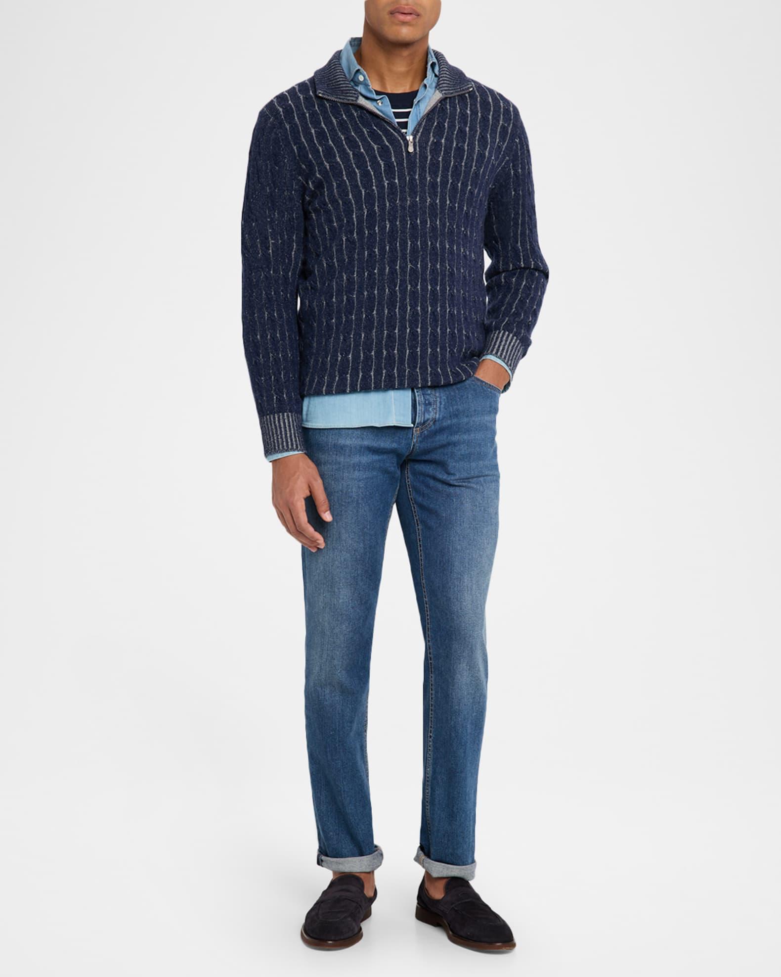 Men's Stripe Short-Sleeve Sweater Product Image