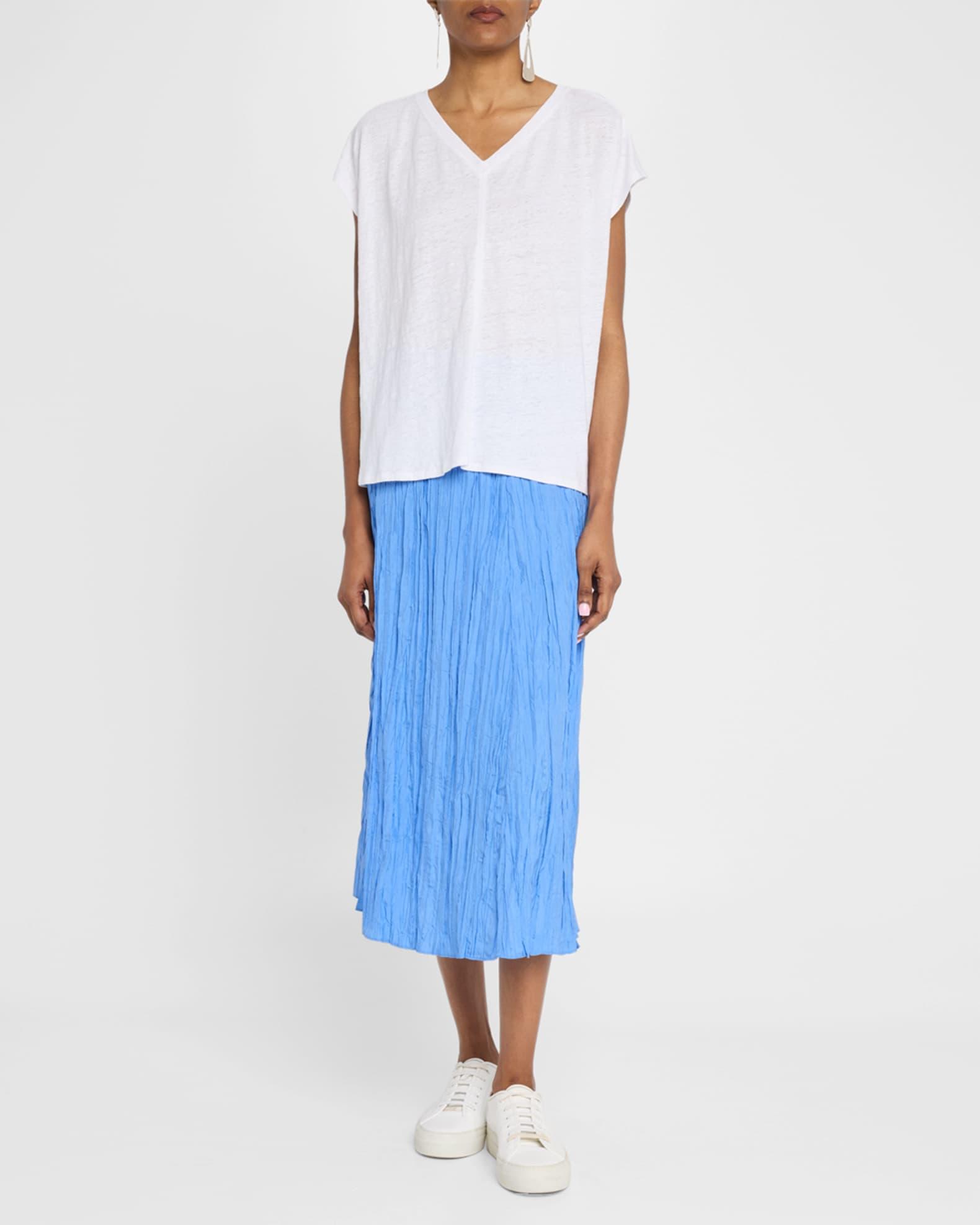 A-Line Crinkled Silk Maxi Skirt Product Image