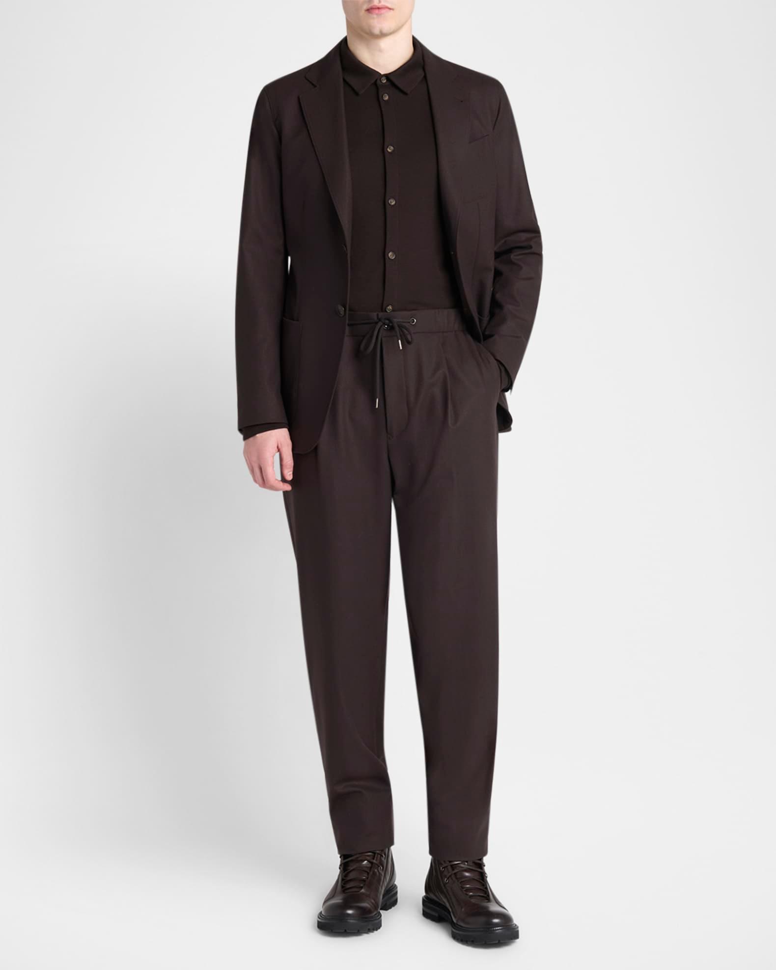 Men's Pleated Cashmere Stretch Drawstring Pants Product Image