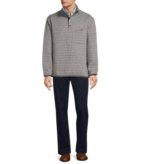 Roundtree & Yorke Long Sleeve Solid Quilted Snap Mockneck Pullover Product Image