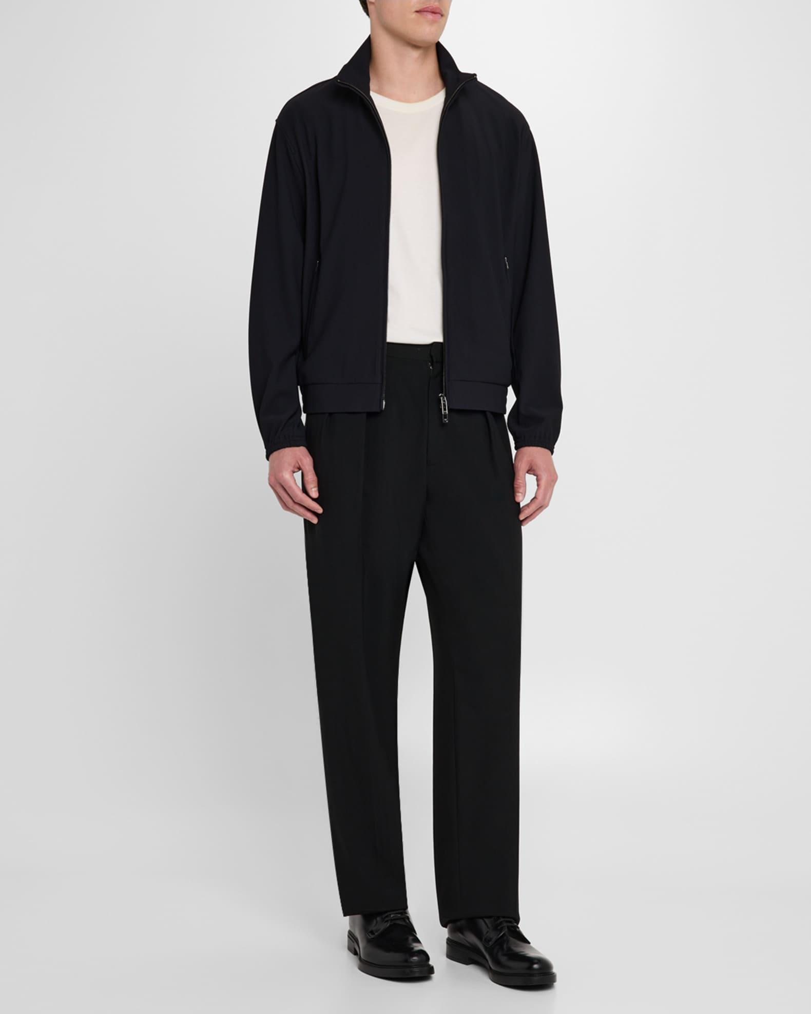 Men's Nylon Stretch Ribbed Bomber Jacket Product Image