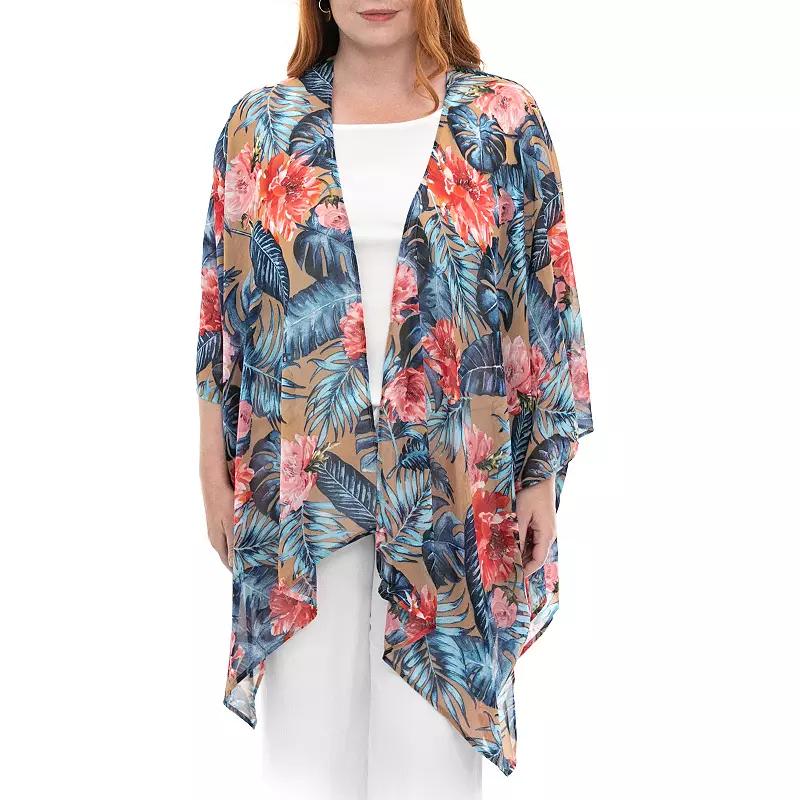 Womens Nina Leonard Floral Open-Front Kimono Product Image