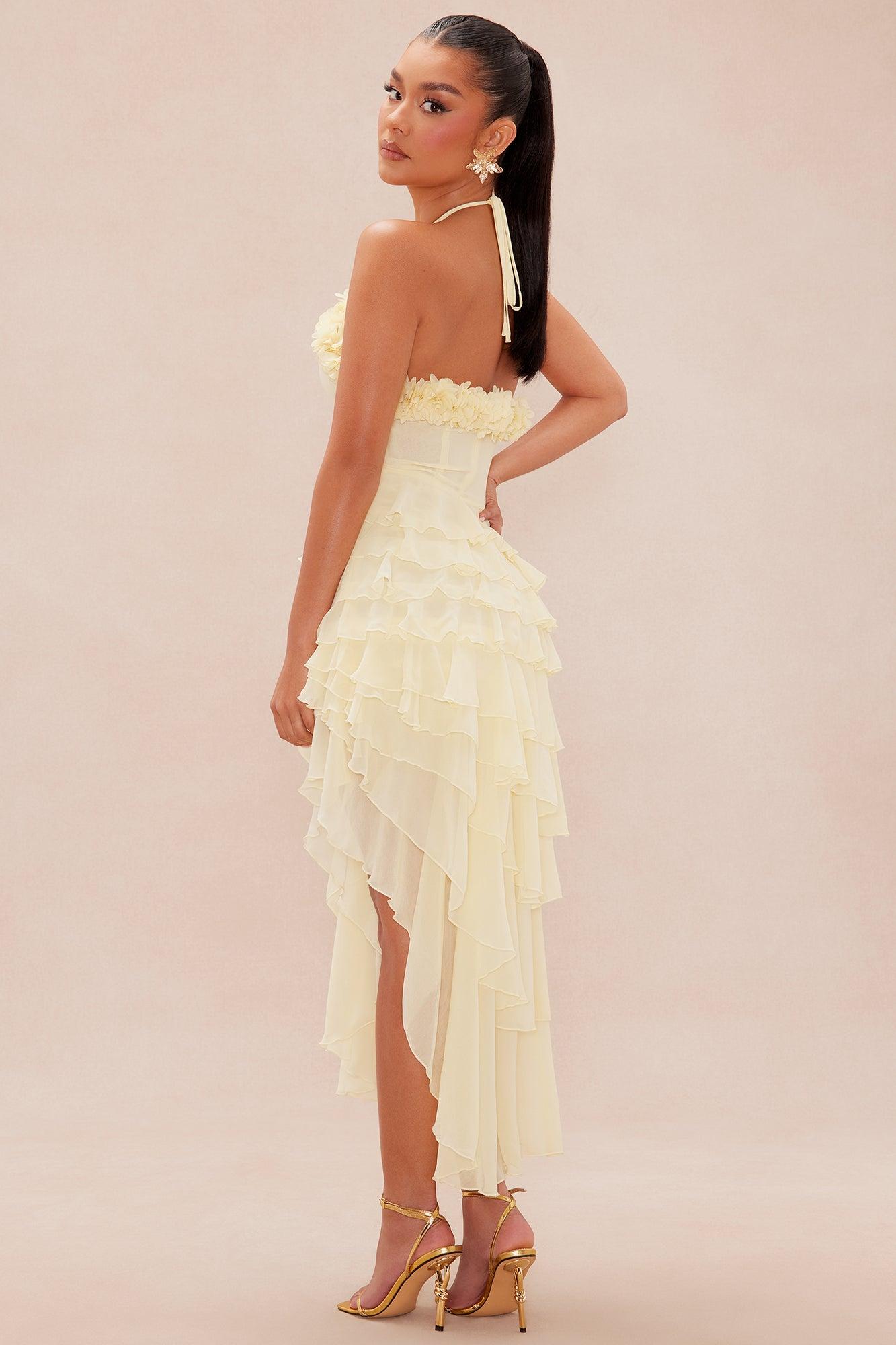 Jasmine Chiffon Midi Dress - Yellow Product Image