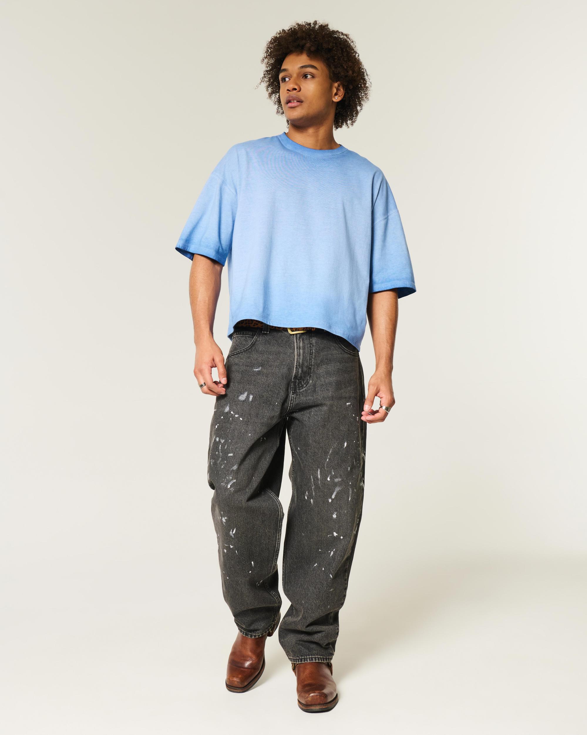 Washed Baggy Crop Crew T-Shirt Product Image